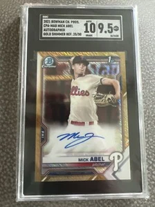 2021 Bowman Chrome Gold Shimmer Refractor MICK ABEL AUTO 25/50 SGC 9.5/10 - Picture 1 of 4