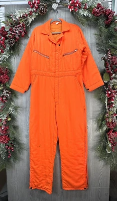 Hunting Coveralls Size Medium Men’s Orange Long Sleeve Insulated Saftey Vintage - Image 1 of 4