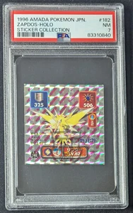 Pokemon 1996 Japanese Amada Hyper Col - Zapdos 182 Prism Holo Sticker - PSA 7 NM - Picture 1 of 3