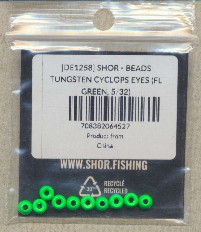 Tungsten Cyclops Eyes (Beads) - fl green - 5/32" - qty 10 DE1258 - Image 1 of 1