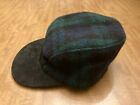 Montre noire vintage plaid laine tartan chapeau casquette union fabriqué aux États-Unis taille petite vert bleu
