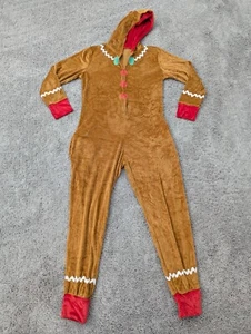 Ginger Bread Costume Jumpsuit Youth 2XS Jumper Pants Zip Hoodie Brown Christmas - Picture 1 of 7