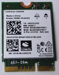 Dell Inspiron 7786 Intel 9462NGW WLAN WiFi +BT 5.0 Wireless Card 1275K 01275K - Afbeelding 1 van 1