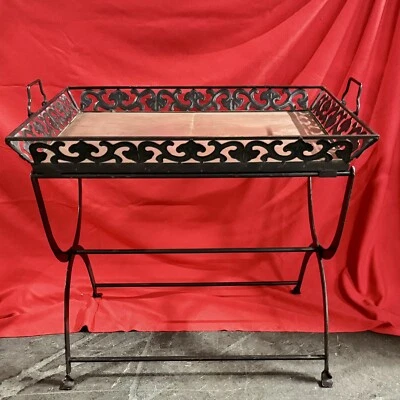 Mesa Bandeja Mayordomo Metal Plegable Diseño Victoriano Vintage 24”H, 26.5”L, 20”W Foto 1 de 4