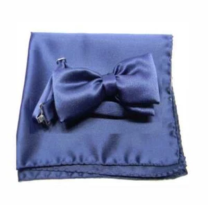 Papillon blu e fazzoletto da taschino abbinato made in Italy - Imagen 1 de 1