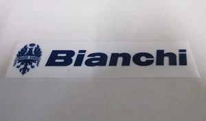 Bianchi Sticker - Bike / Bicycle - Frame Branding - Navy Blue on Clear - 1990s - Picture 1 of 6