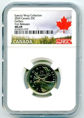 2024 CANADA 25 CENT NGC MS69 SPECIAL WRAP QUARTER FIRST RELEASES TOP GRADE - Image 1 of 2