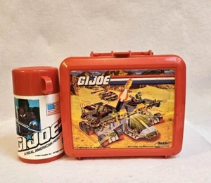 Vintage 1990 Aladdin Hasbro GI Joe ARAH Lunchbox And Thermos Red Plastic - Picture 1 of 15