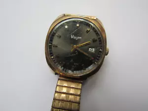Ancien Montre mécanique Homme BLAZON Remontage manuel Boitier bracelet PLAQUé OR - Picture 1 of 6