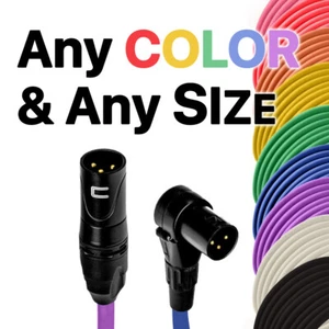 3-Pin XLR Male to Right Angle Balanced Cable - Custom Length Color Premium Cord - Picture 1 of 18