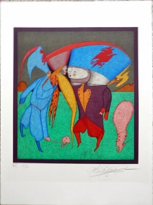 UNEXPECTED MEETING - Beautiful Rare Lithograph S/N by Mihail Chemiakin - Image 1 of 4