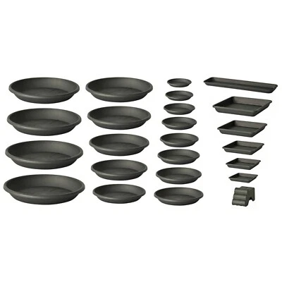 EURO3PLAST Untersetzer 28 Größen in Anthrazit rund eckig quadratisch Blumentopfuntersetzer