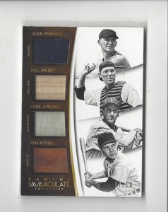 2015 Immaculate Herb Pennock/Luke Appling/Bill Dickey/Ken Boyer JERSEY BAT 02/10