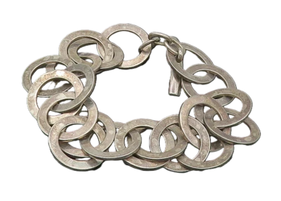 SILPADA 925 Silver  Vintage Dark Tone Smooth Circle Link Chain Bracelet BT6940 Foto 1 de 4