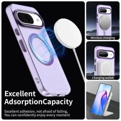 For Google Pixel 9 Pro Candy Magnetic Ring Matte Bumper Clear Cover Case - Image 1 of 4