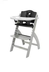 Beyond Junior Holzhochstuhl mit Tablett Misty Grey Holz - Black Pearl Kissen - Bild 1 von 11
