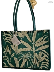 tesco green palm barrel handledreusable tote shopping bag 12kg 19x40.5x32cm new - Picture 1 of 10