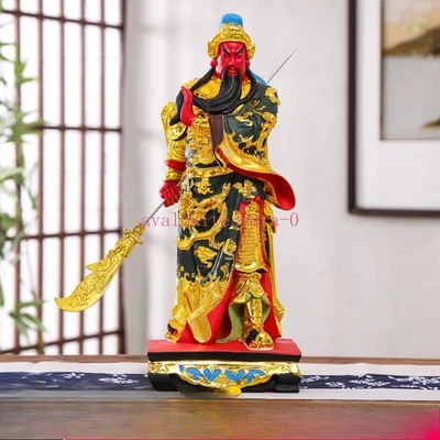 Adorno pintado de 30 cm de Guan Gong y Dios de la Riqueza Guan Er Ye Buda Estatua Foto 1 de 3