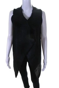 Velvet Womens Black Faux Fur Open Front Cardigan Vest Sweater Top Size S - Picture 1 of 4