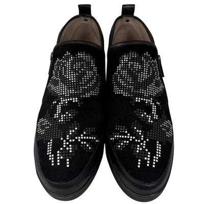 NUEVAS Tenis Donald Pliner Mylasp Gamuza Sin Cordones, Negras, Rosa Pixelada, Talla 9M Foto 1 de 4