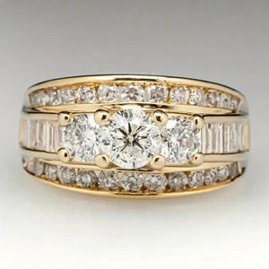 Elegant Cubic Zirconia Wedding Jewelry Women Yellow Gold Plated Rings Size 6-10 - Picture 1 of 7