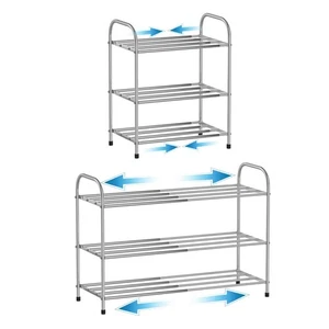 3 Tier Expandable Shoe Rack for Closet, Stainless Steel Shoe Shelf, Strong We... - Picture 1 of 8