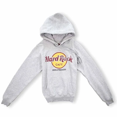 Sudadera con capucha Hard Rock Café Hollywood vintage años 90 gris gruesa y pesada talla XS Foto 1 de 4