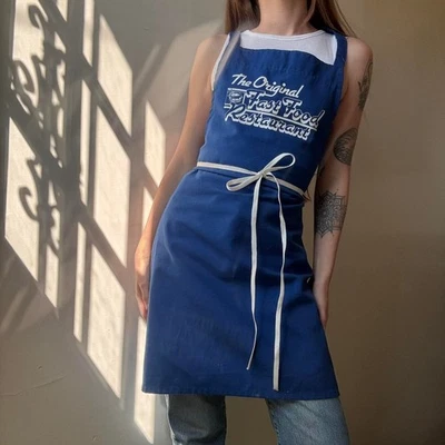 Vintage Royal Blue Apron Original Fast Food Restaurant - Image 1 of 4