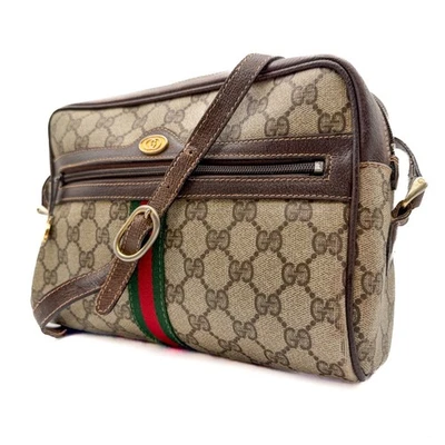 Auténtico Bolso Bandolera Gucci GG Cuero PVC Línea Jerez Marrón De Colección Foto 1 de 4