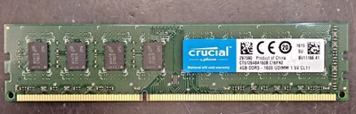 Crucial 4 Gb CT51264BA160B.C16FN2 PC3 12800 DDR3 Desktop Memory (M18) - Image 1 of 2