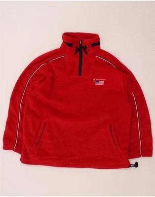 CHAMPION Boys Zip Neck Fleece Jumper 11-12 Years Red Polyester CA28 - Image 1 of 3