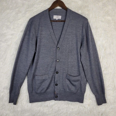 Jack Spade Men's Medium Gray Orange Contrast 100% Wool Cardigan Preppy Golf - Image 1 of 4