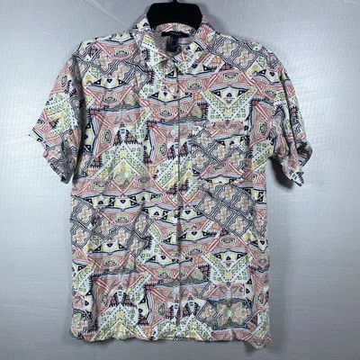 Camisa Forever 21 Adulto Mediana Blanca Roja Suroeste Estampado Azteca Abotonada Viscosa Foto 1 de 4