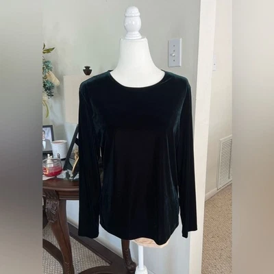 Top Kasper & Company ASL Verde Oscuro Terciopelo Manga Larga Talla Grande Elastizado Foto 1 de 4