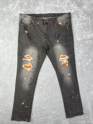 Rue21 Mens Distressed Pants Size 38 X 32 Streetwear Paint Splash - Image 1 of 4