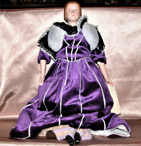 Collectible Doll Mrs. Mary Todd Lincoln Cloth Body Purple Dress w /  Doll Stand