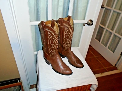 TONY LAMA Brown Leather Cowboy Western Boots Men Size 8.5 EE Gold Label - Image 1 of 4