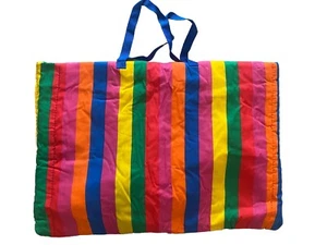 Vintage 90er Coleman wandelbare Regenbogen Strandtasche Decke Matte mit aufblasbarem Ball - Bild 1 von 7