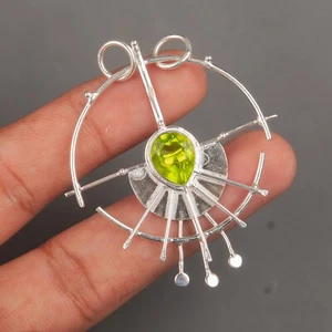 Handmade 925 Sterling Silver Jewelry Pendant Peridot Gemstone Pendant For Gift - Picture 1 of 3
