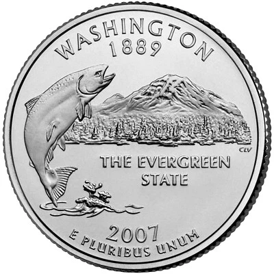 2007 D Washington State Quarter.  Uncirculated From US Mint roll. - Image 1 of 3
