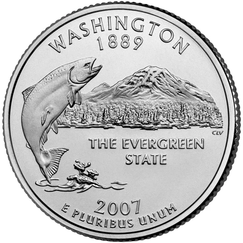2007 D Washington State Quarter.  Uncirculated From US Mint roll Cover