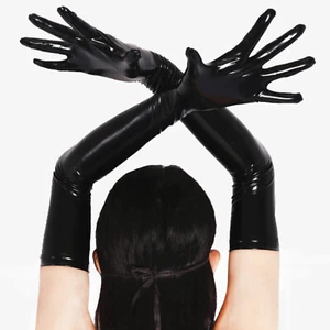 Guantes largos de látex para mujer Wetlook cuero sintético con disfraces guantes de dedo largo - Imagen 1 de 34
