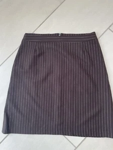 LINEA. SIZE 12. LADIES DARK BROWN STRIPED, LINED, WOOL, TAILORED SKIRT. VGC - Picture 1 of 12