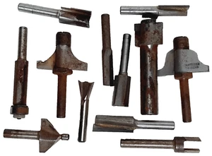 Assorted Craftsman & Other Router Bits Lot of 12 Vintage Metal Tool Parts - Imagen 1 de 6