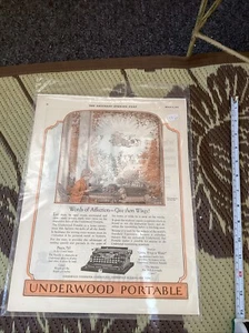 Vintage Antique Magazine Portable Underwood Typewriter Vintage Print Paper Ad - Imagen 1 de 2