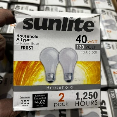 SUNLITE HOUSEHOLD 40A/FR LIGHT LAMP BULB 40W 130V FROST MEDIUM BASE PACK OF 2 - Image 1 of 4