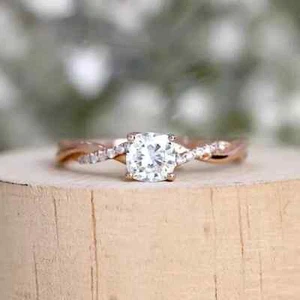 Lab-Created 2.80 Ct Cushion Cut White Diamond Engagement Ring 14K Rose Gold Over - Picture 1 of 5
