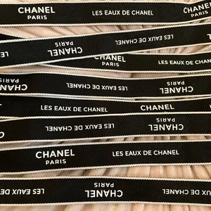 CHANEL Black Les Eaux De Ribbon French Grosgrain One Yard 36” or By The Yard - Picture 1 of 5