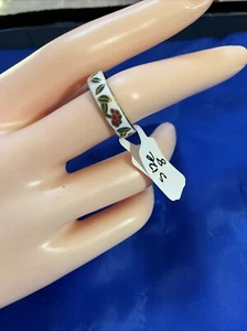 Vintage Brass Enameled Boho Cloisonné Ring Size 8 - Picture 1 of 5