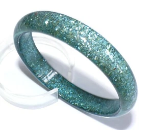 Sobral Glamour PB14 Aqua Blue Glitter Inclusion Artist Made Bangle Bracelet - Picture 1 of 5